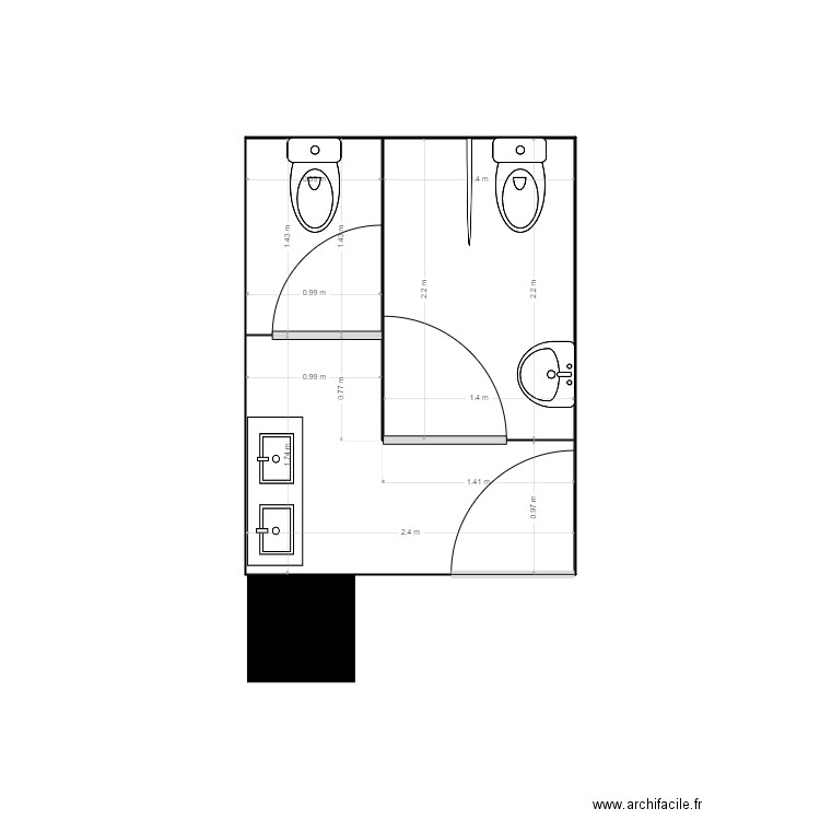 baño p castellana 127 1b 2. Plan de 0 pièce et 0 m2