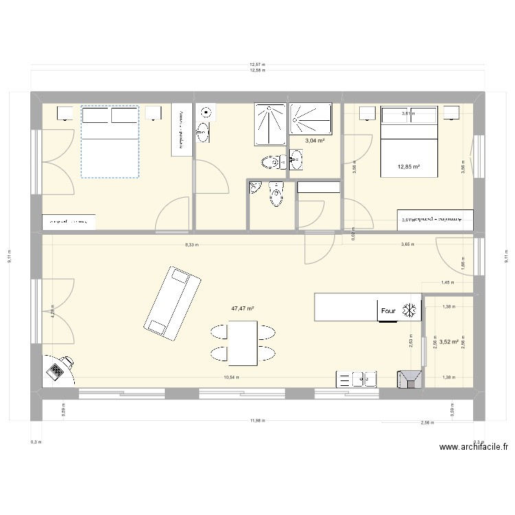 base mod yves meublé. Plan de 0 pièce et 0 m2