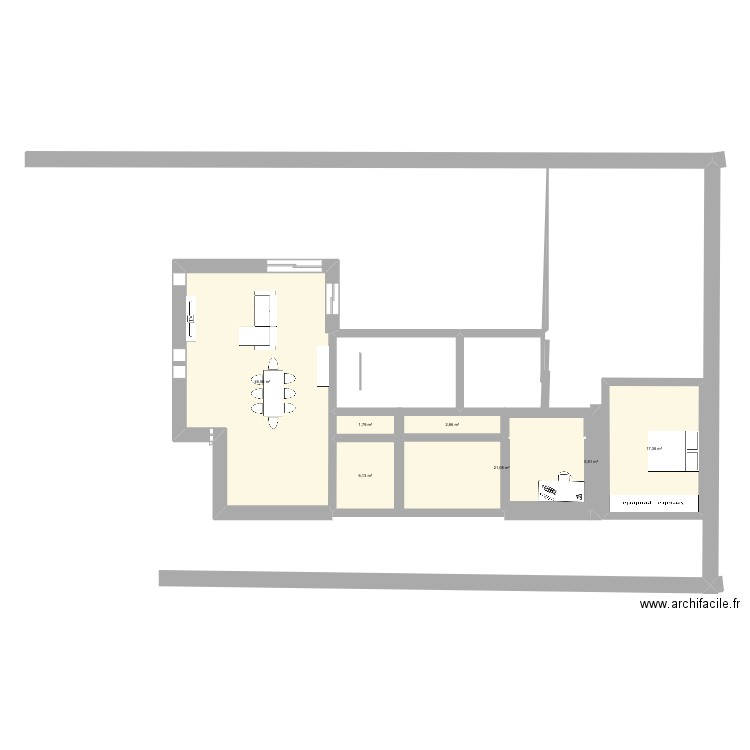 maison temple. Plan de 7 pièces et 95 m2