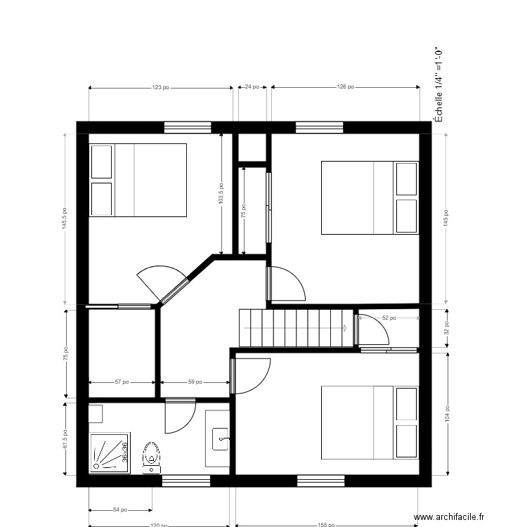 naud etage 2. Plan de 9 pièces et 50 m2
