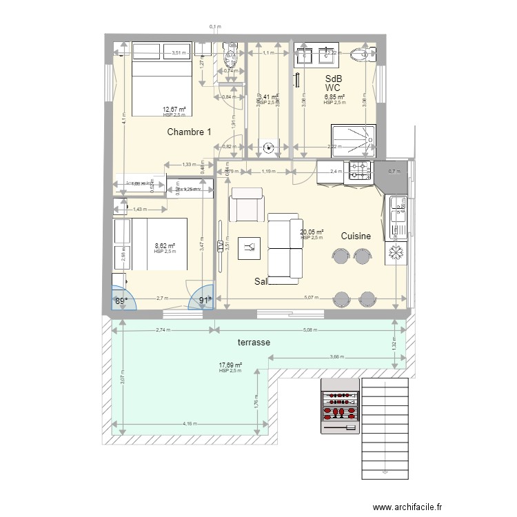 SCI Mont d Or 06 01 2022. Plan de 6 pièces et 69 m2