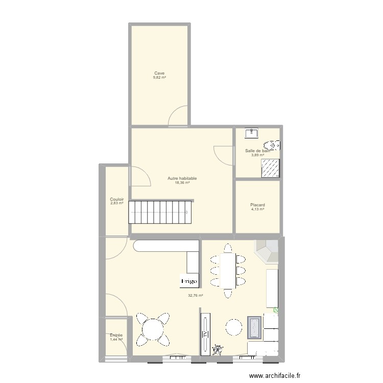 Maison mamie 2. Plan de 7 pièces et 73 m2