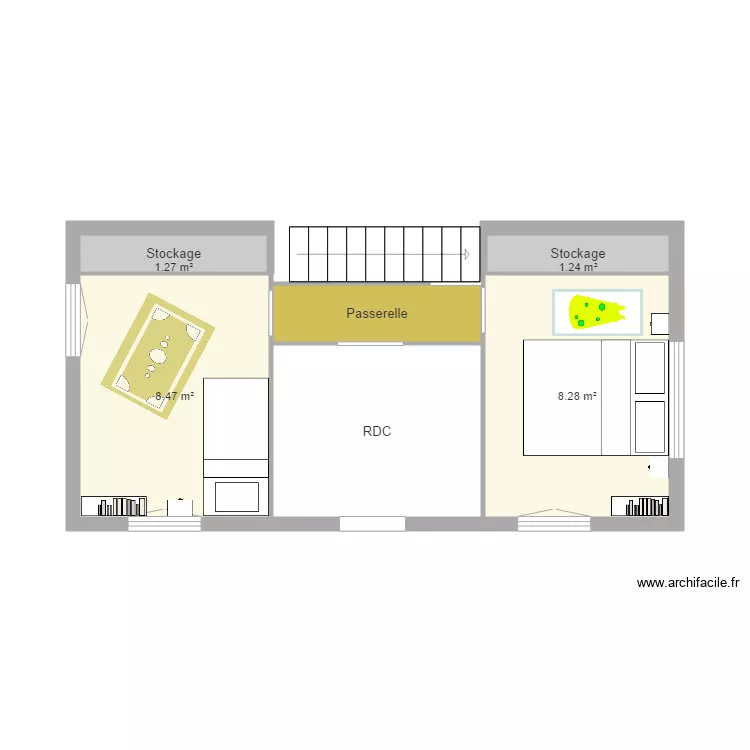 tiny house 8M 4M chambres. Plan de 