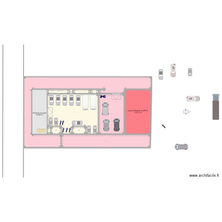 Atelier APC projet parking. Plan de 13 pièces et 1321 m2