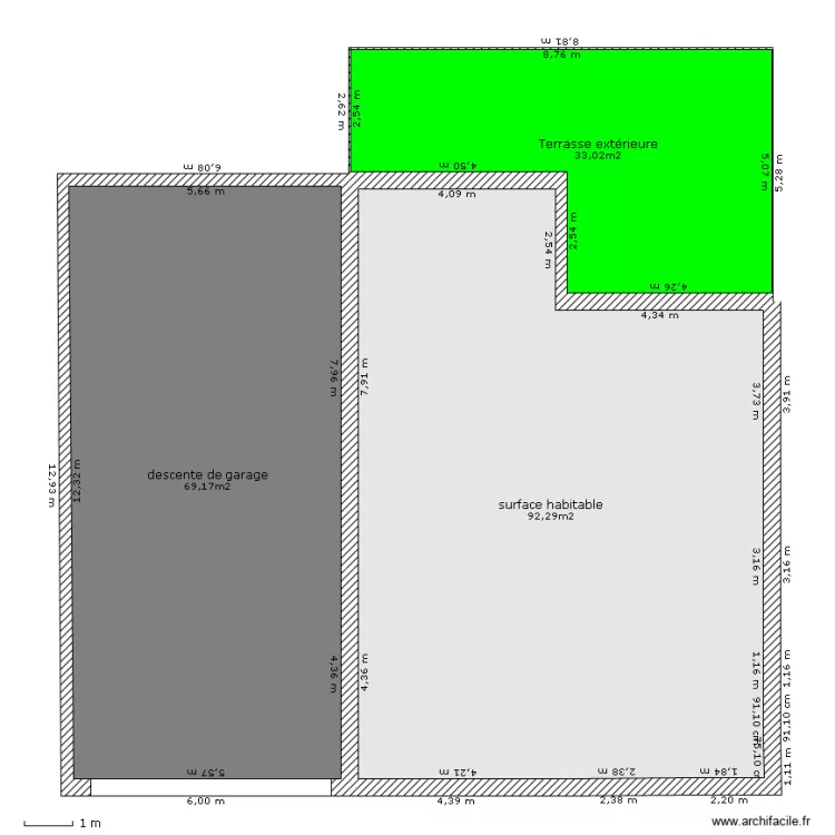 surface totale. Plan de 
