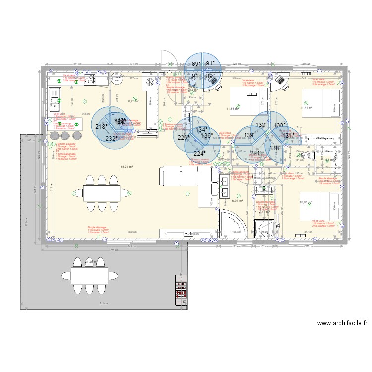 villa1 plan finale elec dam. Plan de 13 pièces et 143 m2