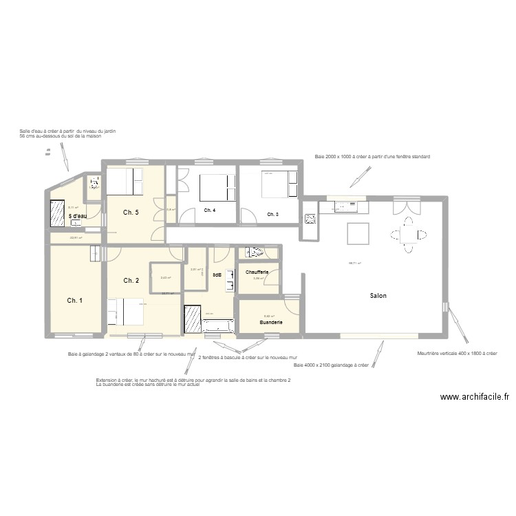 Bouilladisse projet Rénovation Urabanisme. Plan de 11 pièces et 106 m2