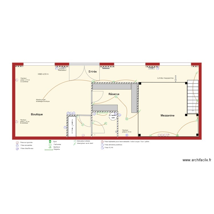 Mezzanine Sandrine plan électricité v3 9 mars 2020. Plan de 0 pièce et 0 m2