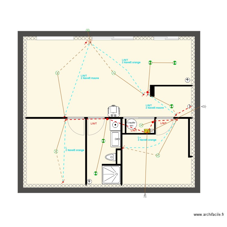 Appartement RDC Eléctricité Circuit lumière. Plan de 0 pièce et 0 m2
