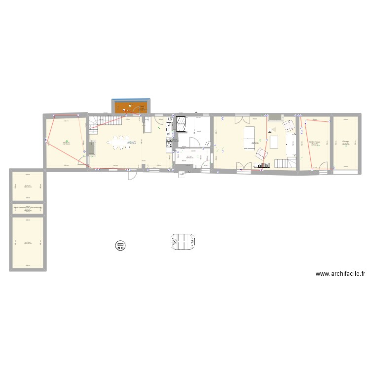 SDB mesures VF. Plan de 16 pièces et 258 m2