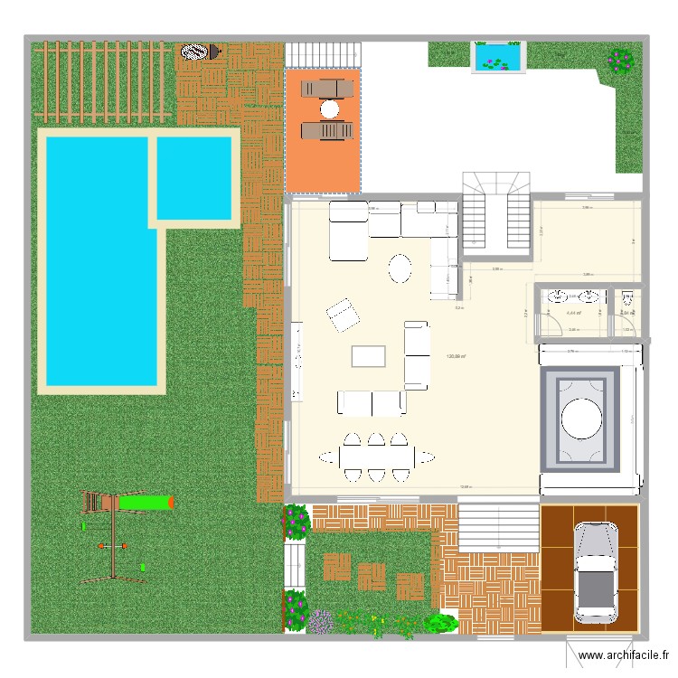 villa. Plan de 3 pièces et 127 m2