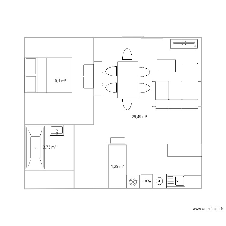 Appartement Anto et Eva. Plan de 4 pièces et 45 m2