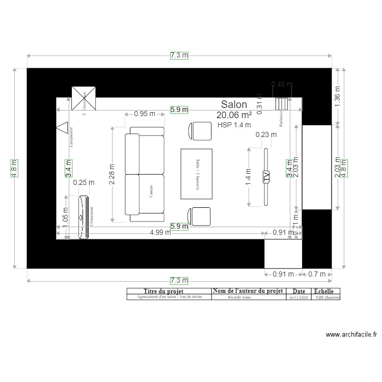 Agencement salon plan vue de droite Proposition 1. Plan de 0 pièce et 0 m2