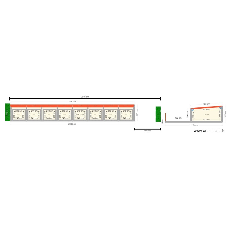 garages. Plan de 25 pièces et 68 m2