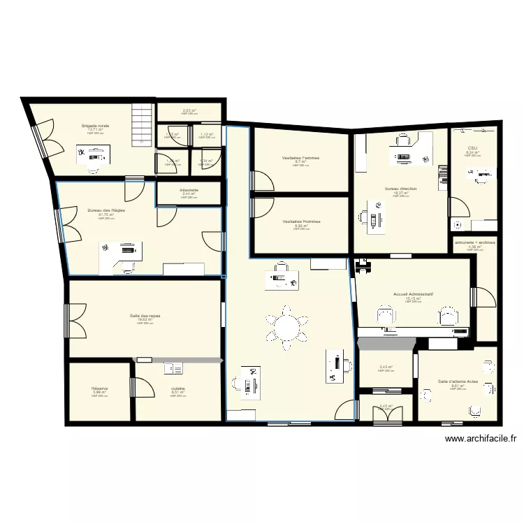 poste de police. Plan de 