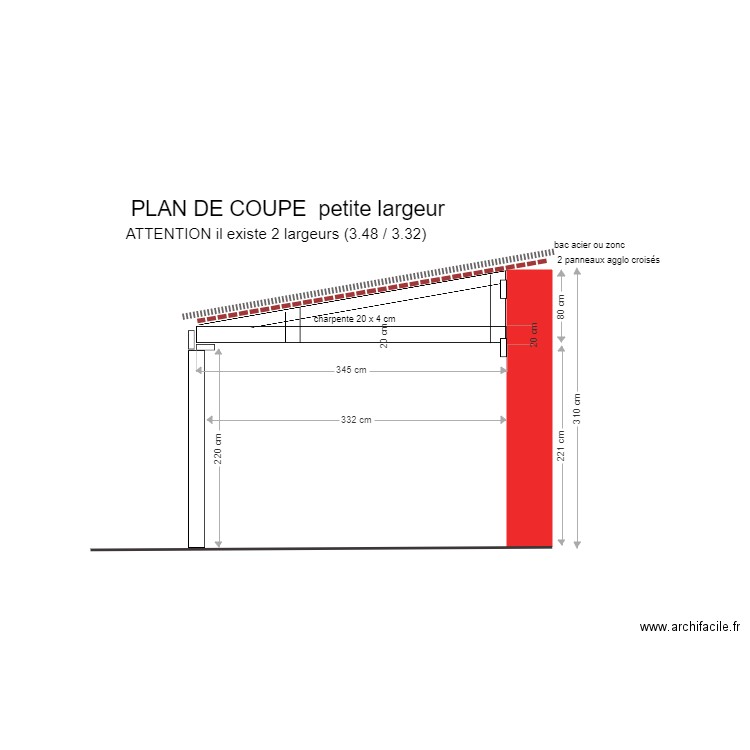 plan coupe  toiture petite  largeur. Plan de 0 pièce et 0 m2