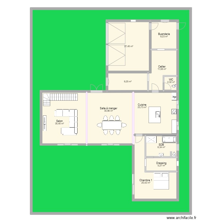 Maison principale. Plan de 12 pièces et 612 m2