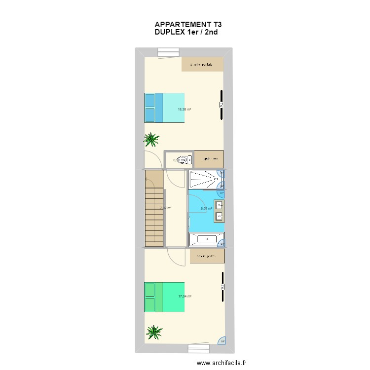 appart Duplex T3 ETAGE 2. Plan de 0 pièce et 0 m2