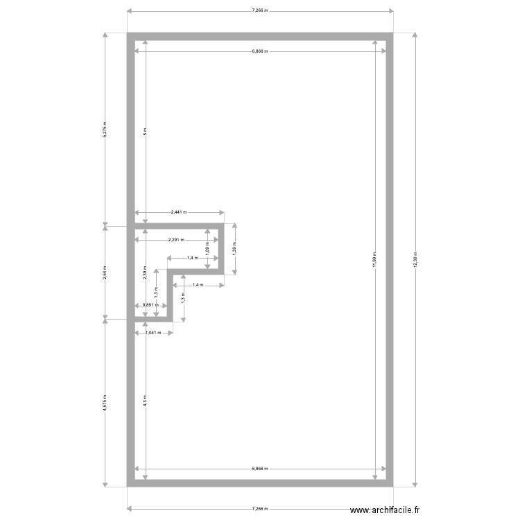 FUMAL RDC. Plan de 2 pièces et 81 m2