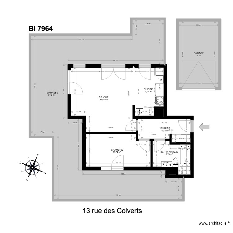 BI 7964. Plan de 9 pièces et 136 m2