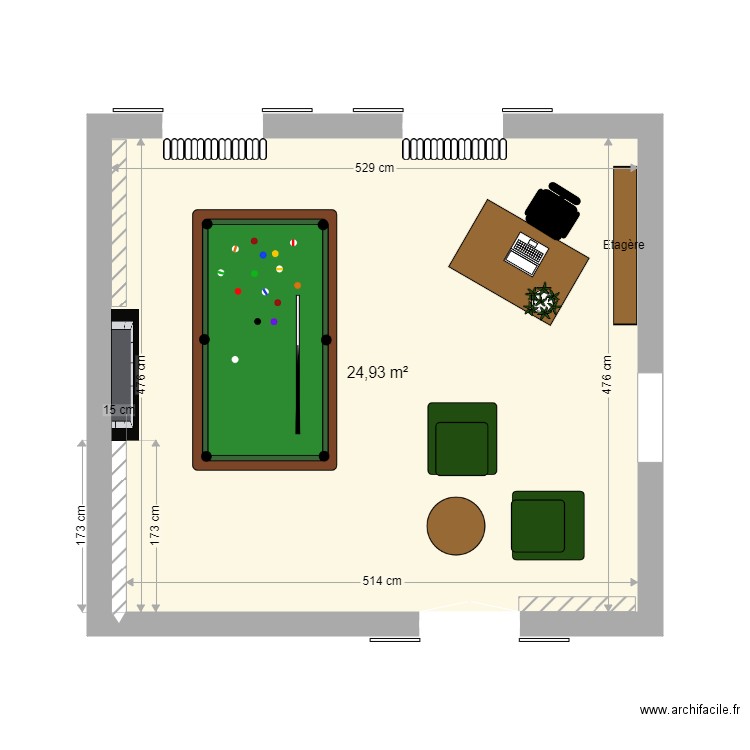 Séjour. Plan de 1 pièce et 25 m2