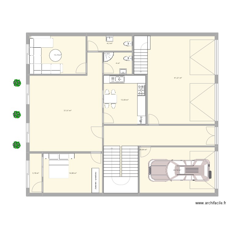 Filaj RdC Vide. Plan de 10 pièces et 179 m2