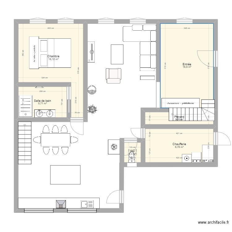 Maison Quelaines. Plan de 6 pièces et 52 m2