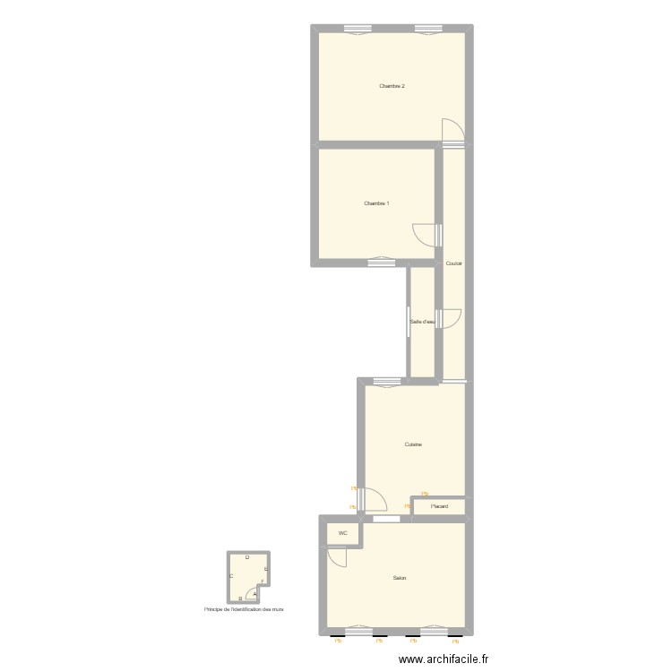 Croquis SCI BRUDEL. Plan de 9 pièces et 84 m2