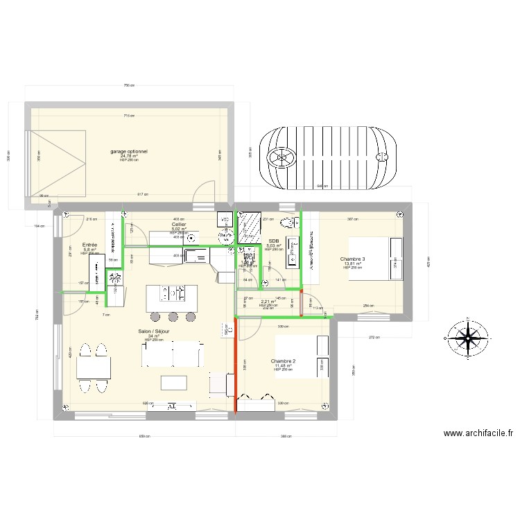 BIENVENU - CORONET. Plan de 9 pièces et 103 m2