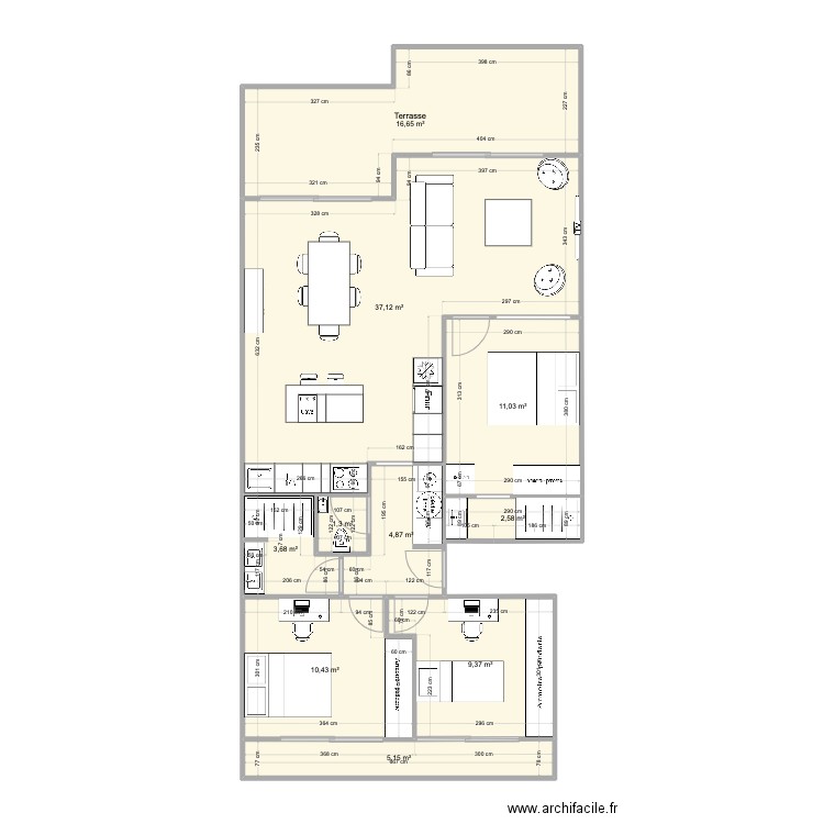 Pornichet T4 V3. Plan de 10 pièces et 102 m2