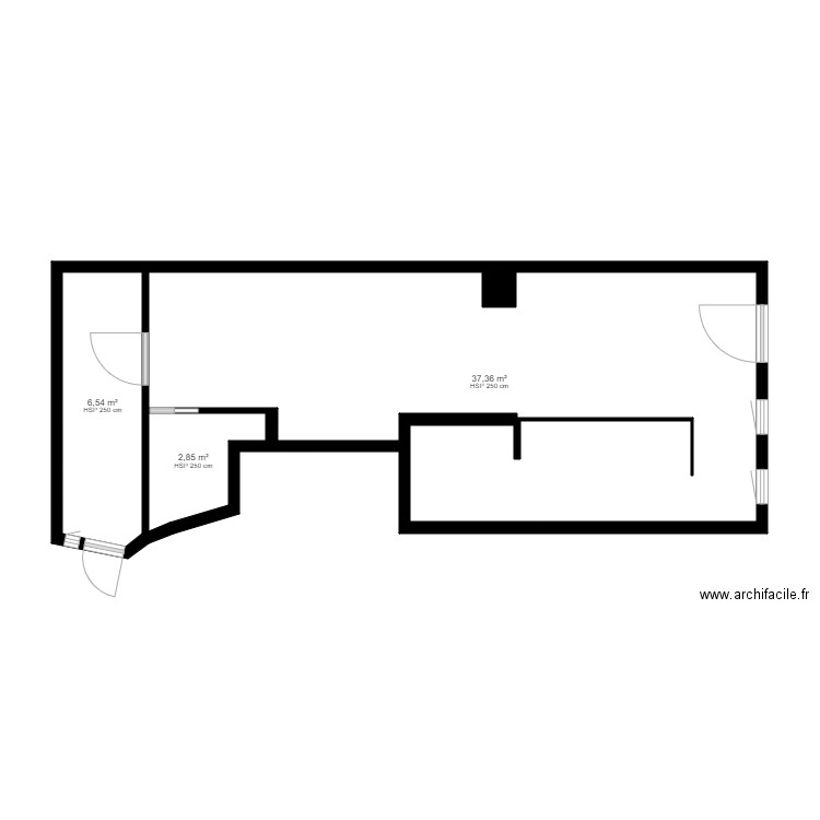 SAS PARIS 2E RESTO 2. Plan de 3 pièces et 47 m2