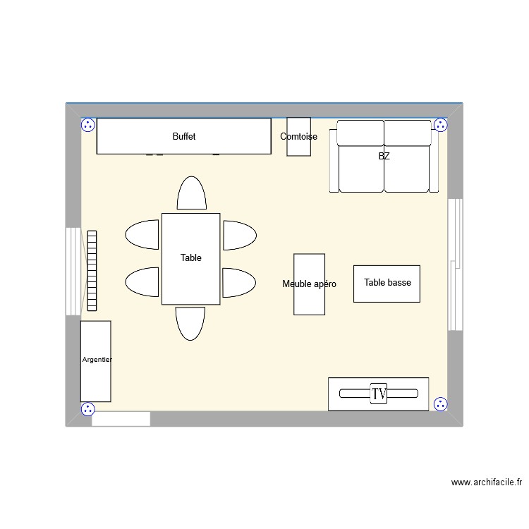 Lacanau-extension. Plan de 1 pièce et 20 m2