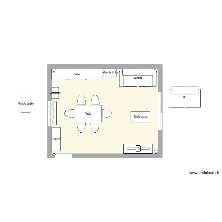 Lacanau-extension. Plan de 1 pièce et 20 m2