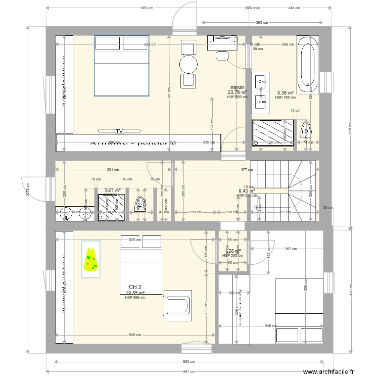 PLAN LAMEE Etage 20190917 sdb 2. Plan de 0 pièce et 0 m2