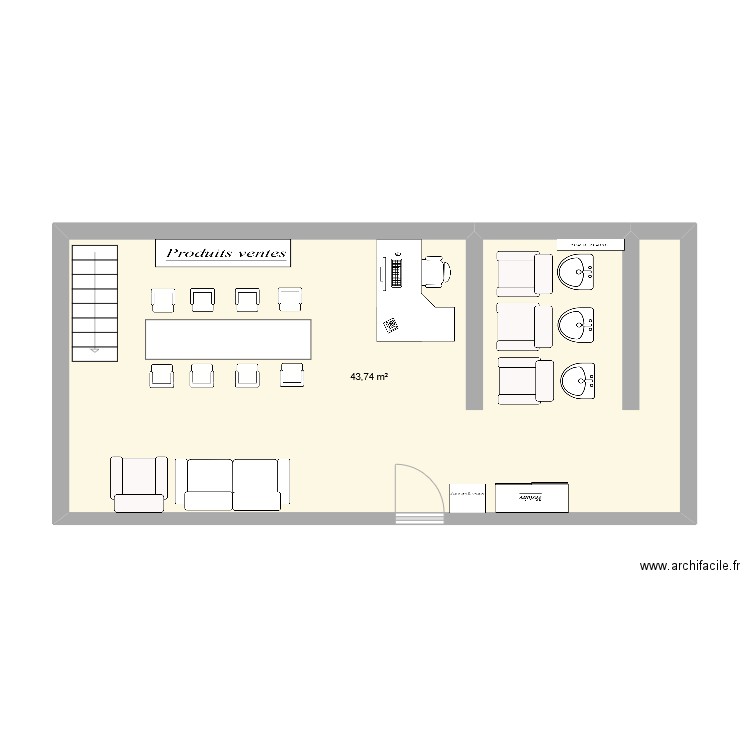 plan de l'entreprise . Plan de 1 pièce et 44 m2