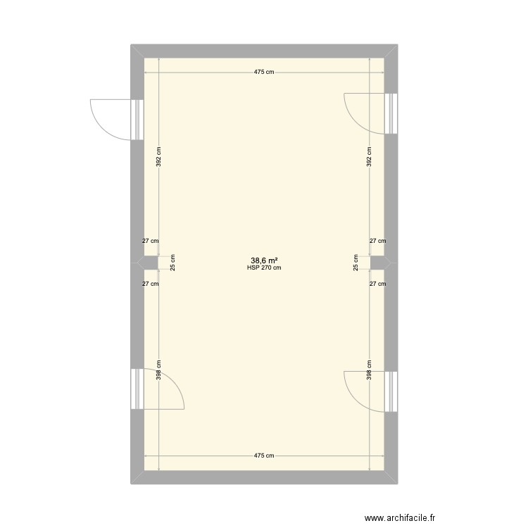 SAM Salon Walcourt. Plan de 1 pièce et 39 m2