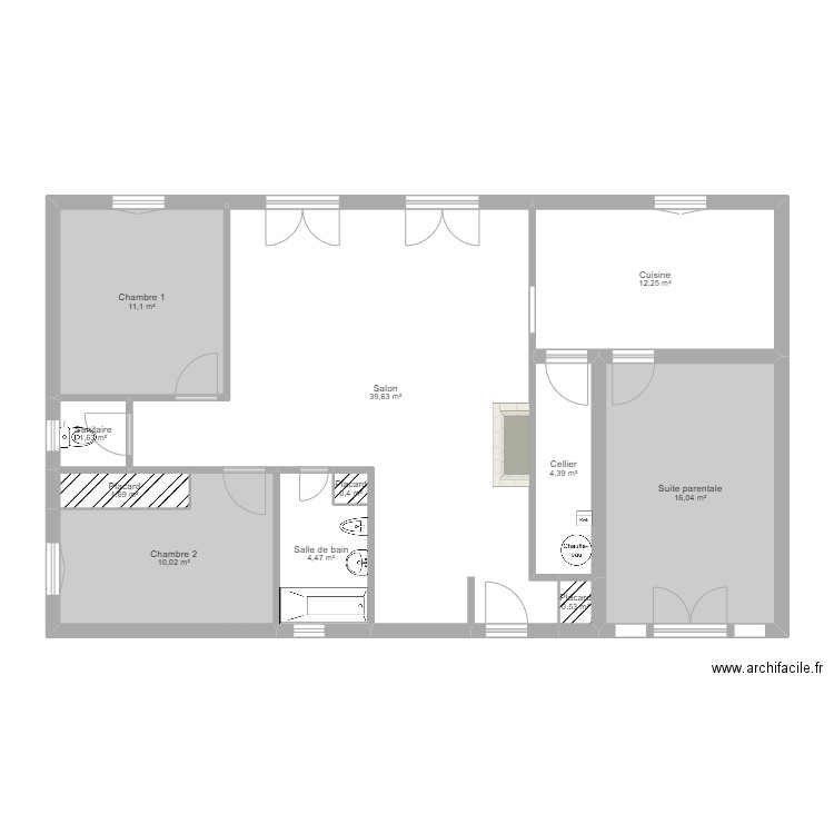 Maison. Plan de 11 pièces et 102 m2