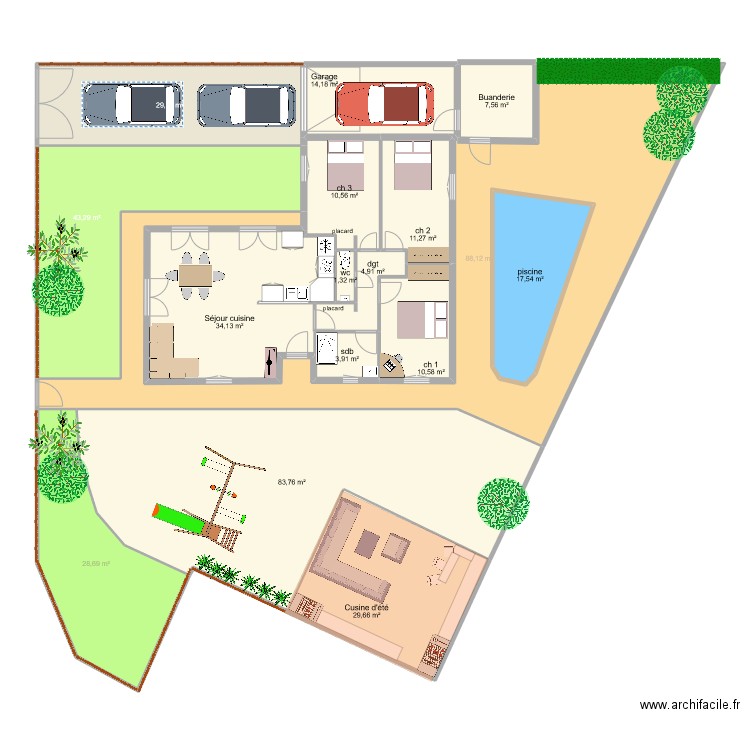 bouras. Plan de 16 pièces et 438 m2