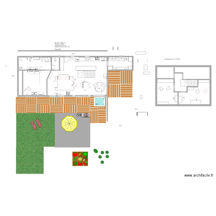 Plan mars 26G FC. Plan de 7 pièces et 181 m2