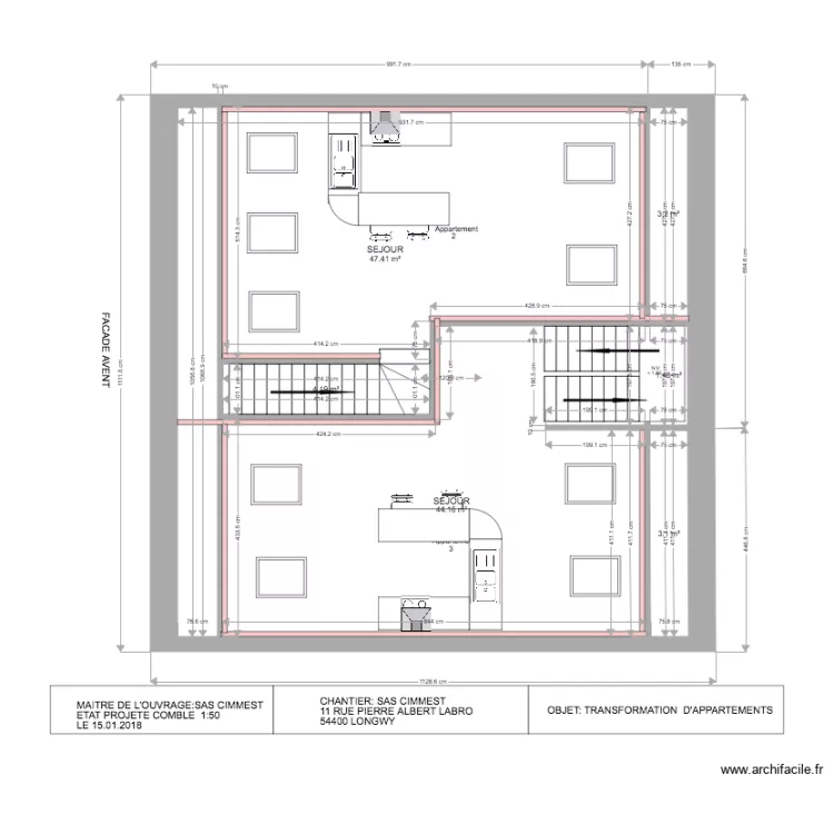 SAS CIMMEST LONGWY COMBLE PROJETE . Plan de 