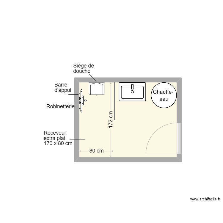 Bazoche SDB projet . Plan de 1 pièce et 4 m2