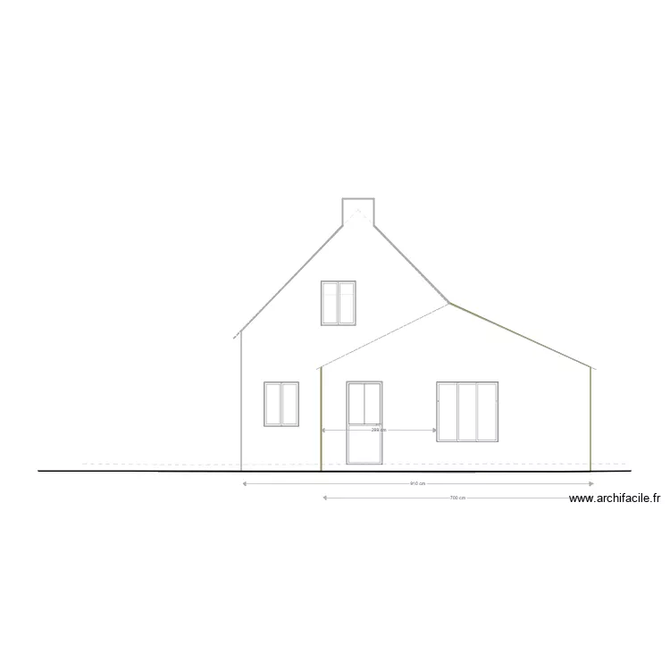 facade sud est profil une pente. Plan de 