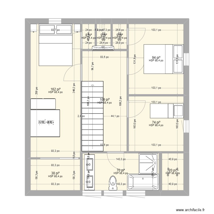 Tremblant chambres à coucher. Plan de 10 pièces et 55 m2