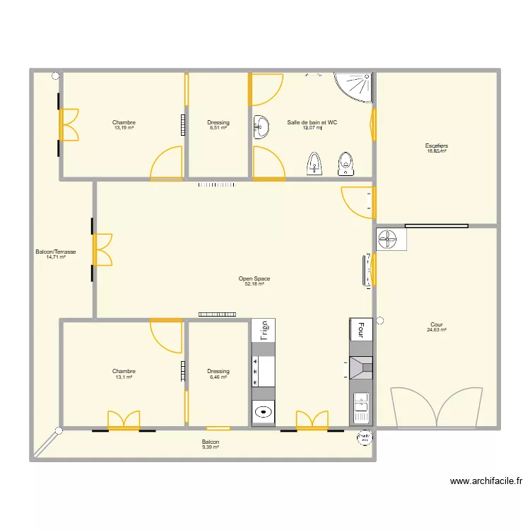 1er. Plan de 10  et 172 m²