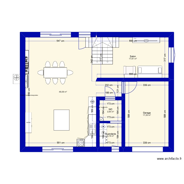 RDC AMENAGE. Plan de 5 pièces et 90 m2