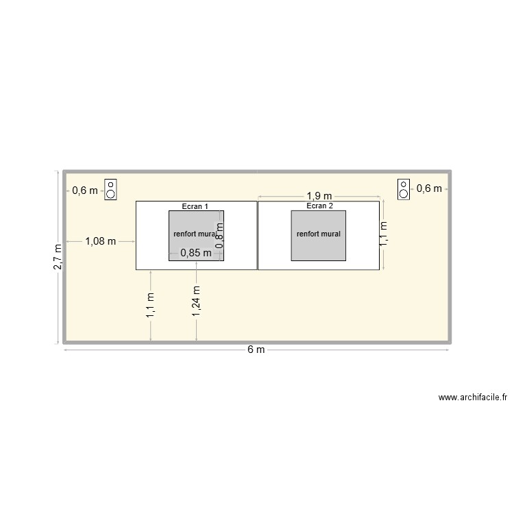 SALLE COMEX _ renforts écrans. Plan de 1 pièce et 16 m2
