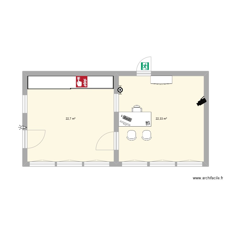0209FO. Plan de 2 pièces et 45 m2