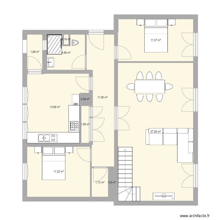 Appartement ANDREU. Plan de 12 pièces et 95 m2