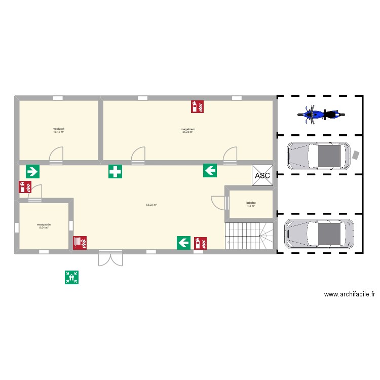 PLANO IPO planta baja. Plan de 5 pièces et 122 m2
