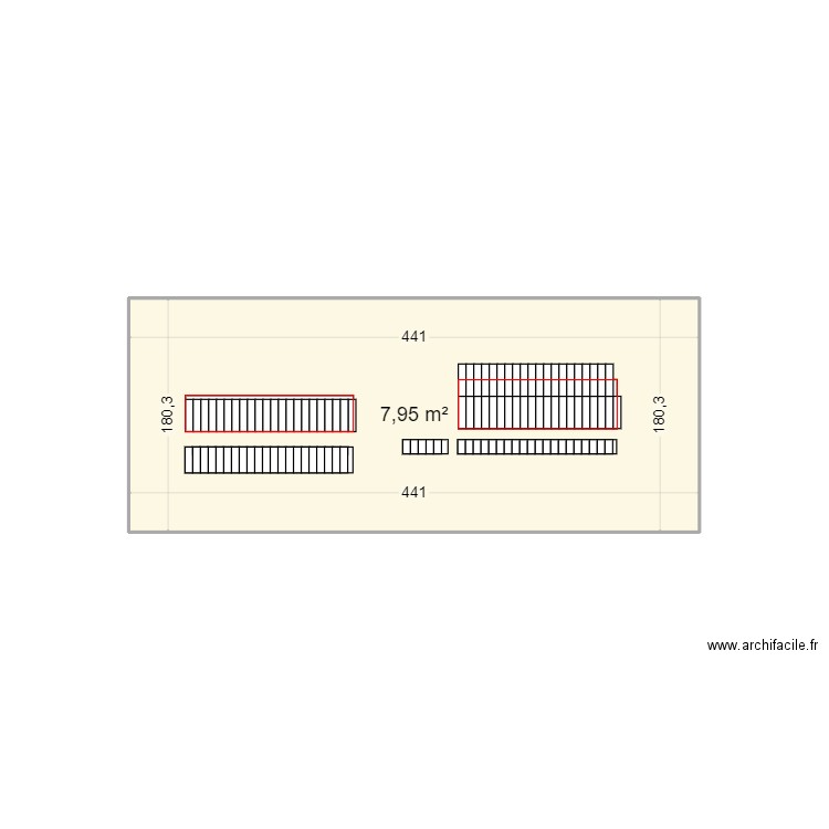 calepinage marches salon. Plan de 1 pièce et 8 m2